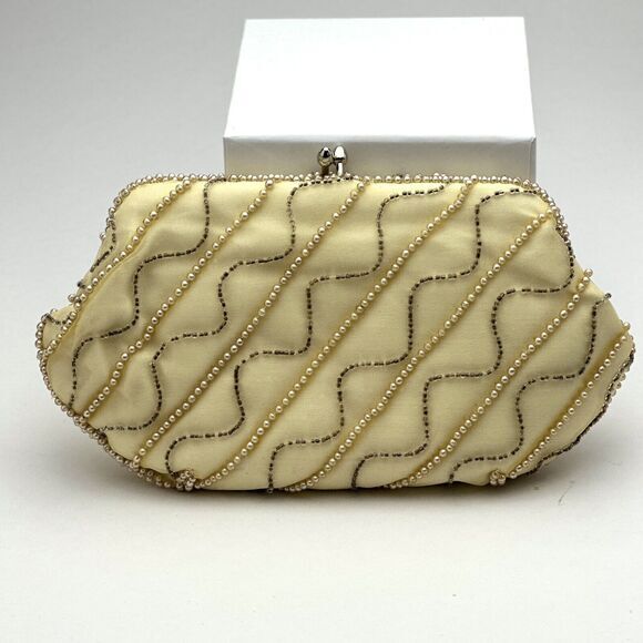 Vintage Beaded Clutch Bag Bag By Debbie Floral Embroidered - Picture 2 of 5